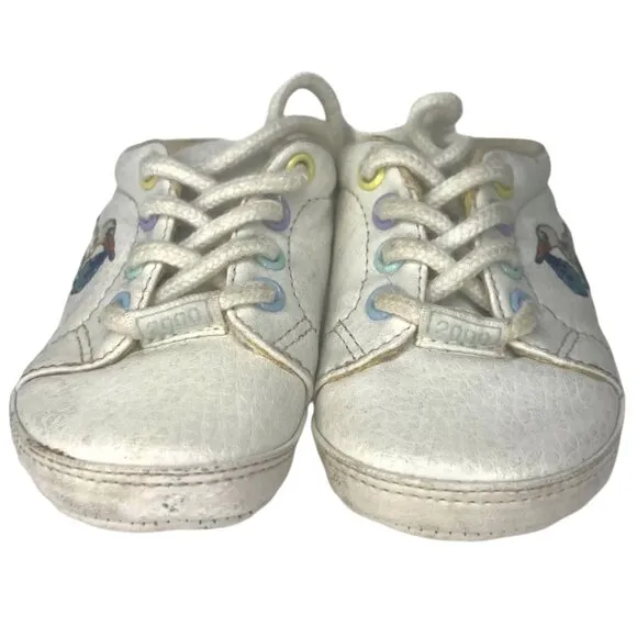 Vintage 2000 KEDS 21st Century Leather Y2K Crib Shoes Baby Stork White Lace Up