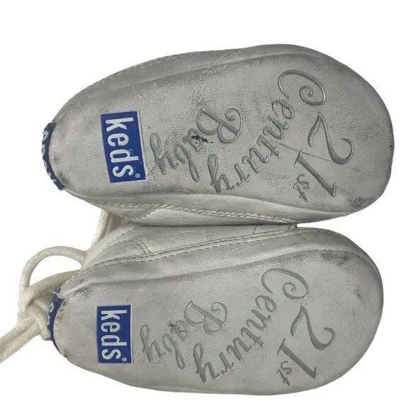 Vintage 2000 KEDS 21st Century Leather Y2K Crib Shoes Baby Stork White Lace Up