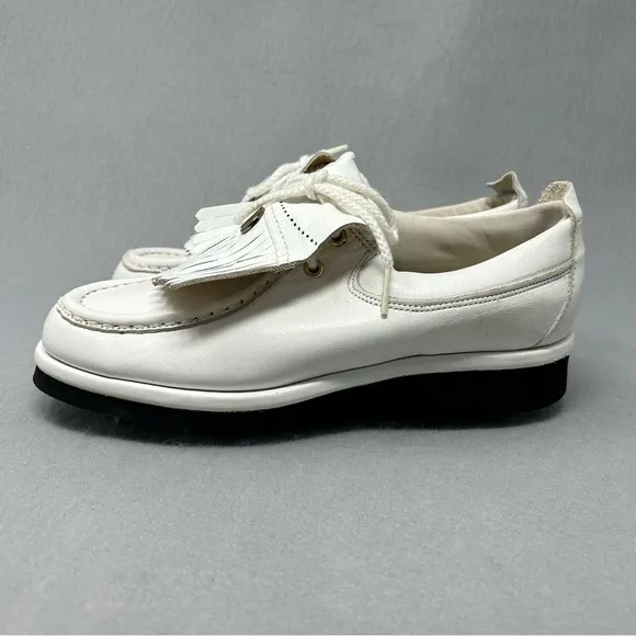 Vintage 80s Dexter White Leather Golf Shoes Spikes Men’s Size 6