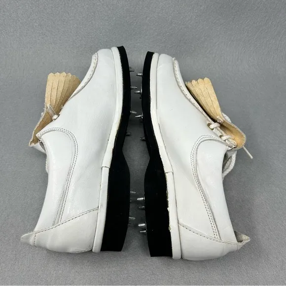 Vintage 80s Dexter White Leather Golf Shoes Spikes Men’s Size 6