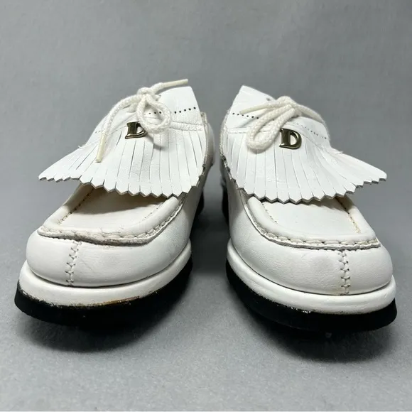 Vintage 80s Dexter White Leather Golf Shoes Spikes Men’s Size 6