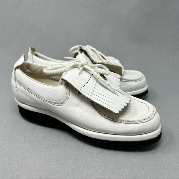 Vintage 80s Dexter White Leather Golf Shoes Spikes Men’s Size 6