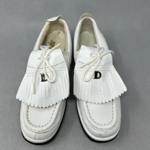 Vintage 80s Dexter White Leather Golf Shoes Spikes Men’s Size 6