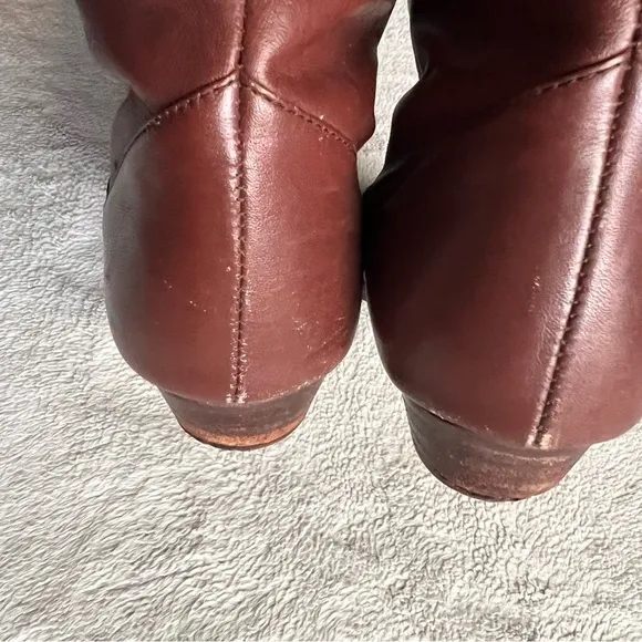 Vintage 80s Mister Shoes by Markon Mid-Calf Fold Over Leather Boots Brown Sz 6