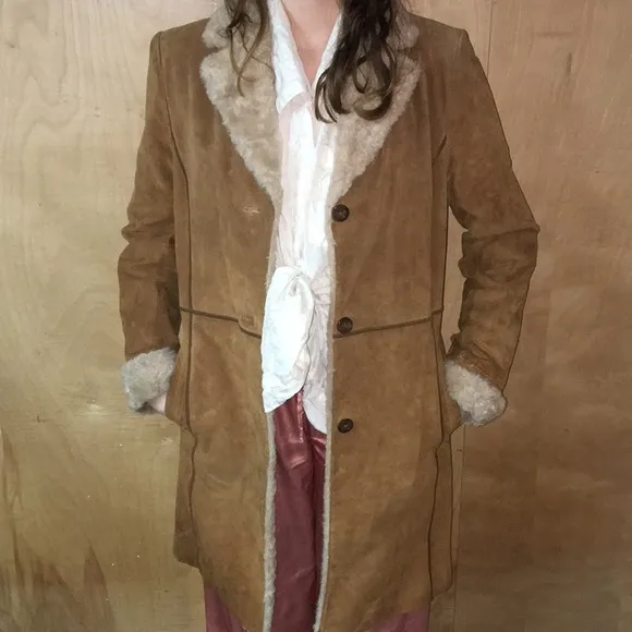 Vintage 90’s Leather Shag Coat