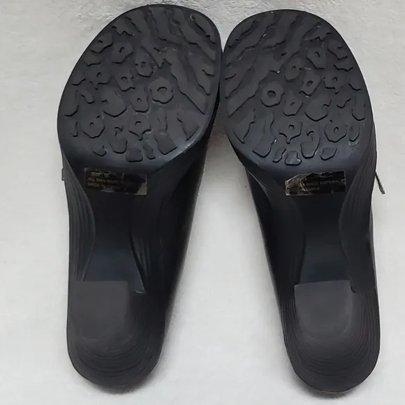VINTAGE 90s Maurices Black Vegan Leather Platform Chunky Heel Maryjane Shoes 10