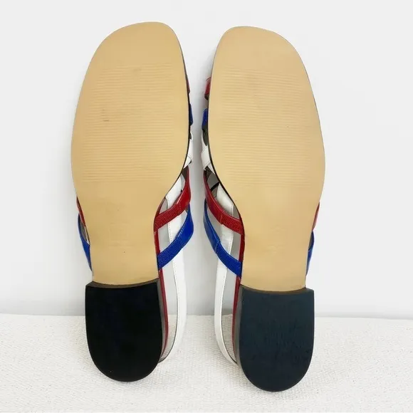 Vintage 90s Red, White &amp; Blue leather sandalsRos Hommerson Womens size 12