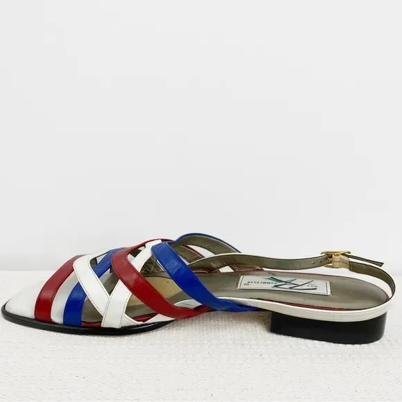 Vintage 90s Red, White &amp; Blue leather sandalsRos Hommerson Womens size 12