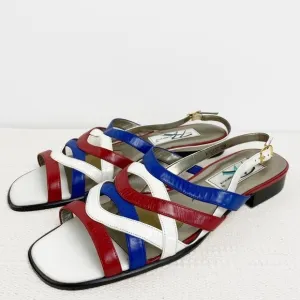 Vintage 90s Red, White &amp; Blue leather sandalsRos Hommerson Womens size 12