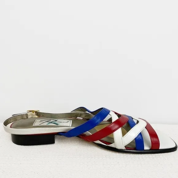 Vintage 90s Red, White &amp; Blue leather sandalsRos Hommerson Womens size 12