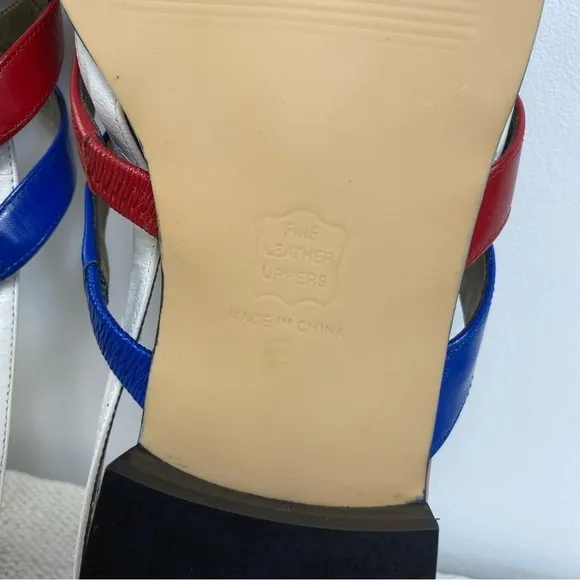 Vintage 90s Red, White &amp; Blue leather sandalsRos Hommerson Womens size 12
