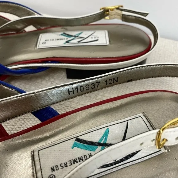 Vintage 90s Red, White &amp; Blue leather sandalsRos Hommerson Womens size 12