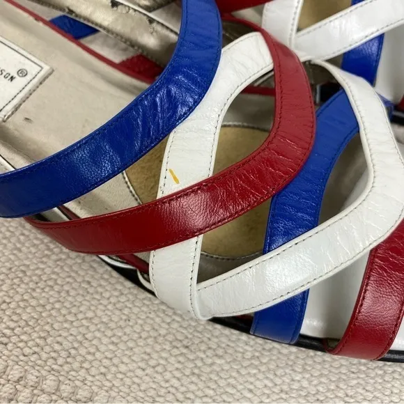 Vintage 90s Red, White &amp; Blue leather sandalsRos Hommerson Womens size 12