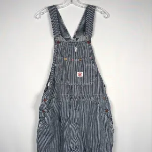 Vintage 90s Roundhouse Hickory USA Blue Stripe Conductor Bibs Overalls 40x34