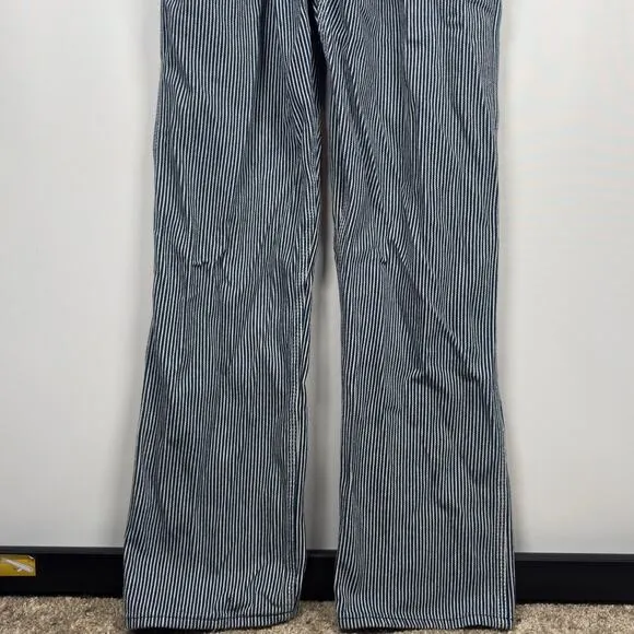 Vintage 90s Roundhouse Hickory USA Blue Stripe Conductor Bibs Overalls 40x34