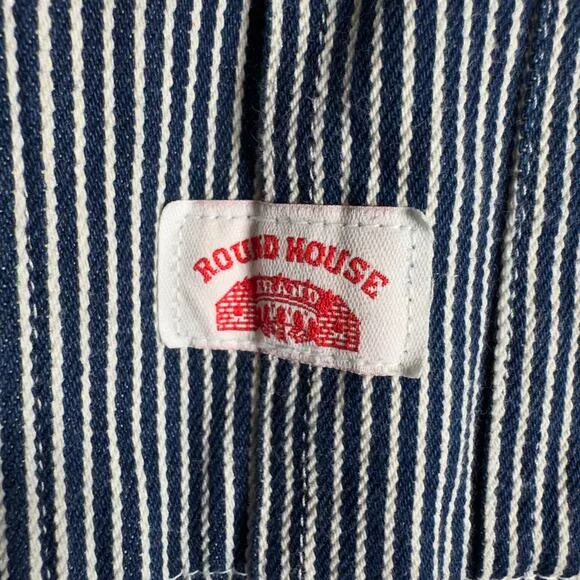 Vintage 90s Roundhouse Hickory USA Blue Stripe Conductor Bibs Overalls 40x34