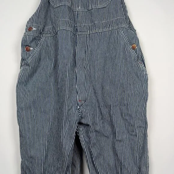 Vintage 90s Roundhouse Hickory USA Blue Stripe Conductor Bibs Overalls 40x34