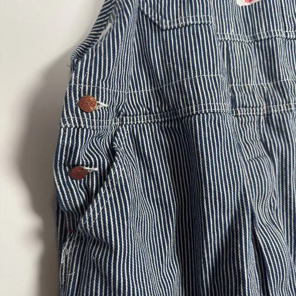 Vintage 90s Roundhouse Hickory USA Blue Stripe Conductor Bibs Overalls 40x34