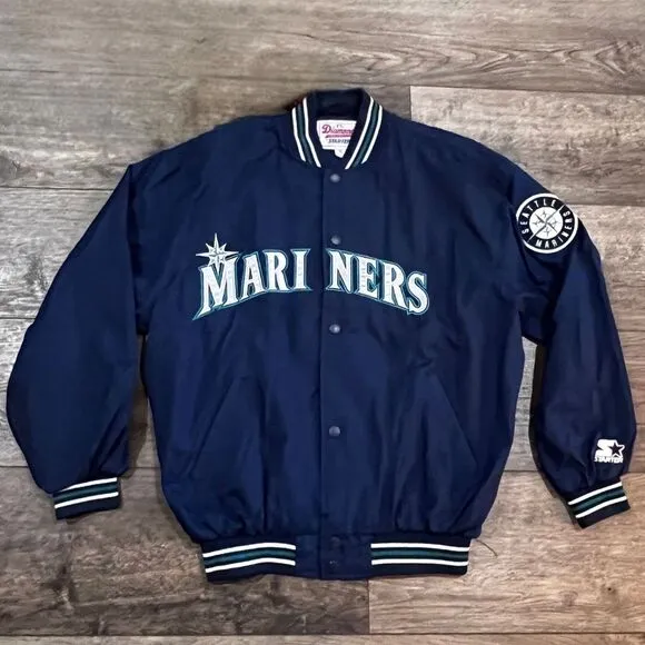 Vintage 90s STARTER MLB Seattle Mariners Satin Baseball Jacket - Men's Size XL