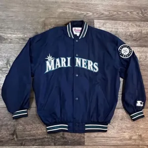 Vintage 90s STARTER MLB Seattle Mariners Satin Baseball Jacket - Men's Size XL