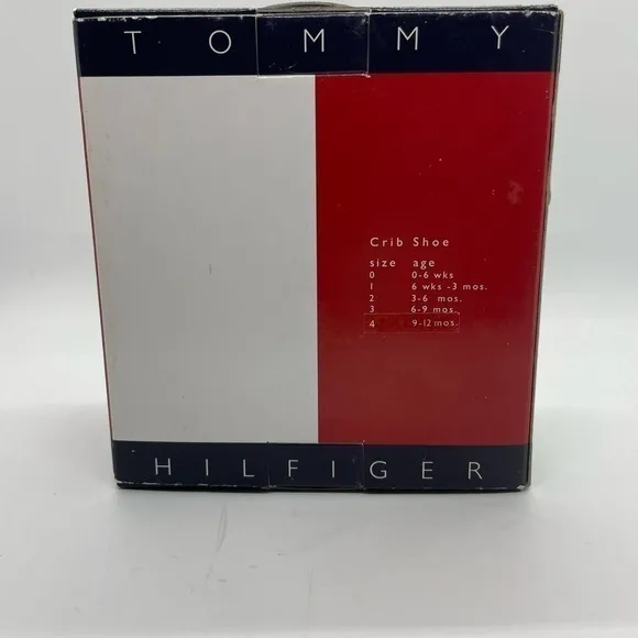 Vintage 90s Tommy Hilfiger TH Baby Crib Shoes Size 4 White 9m‌‌