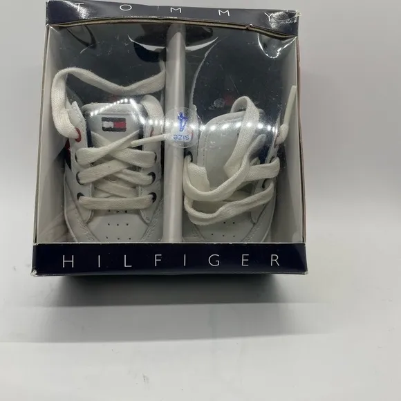 Vintage 90s Tommy Hilfiger TH Baby Crib Shoes Size 4 White 9m‌‌