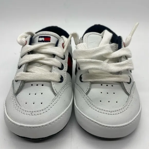Vintage 90s Tommy Hilfiger TH Baby Crib Shoes Size 4 White 9m‌‌
