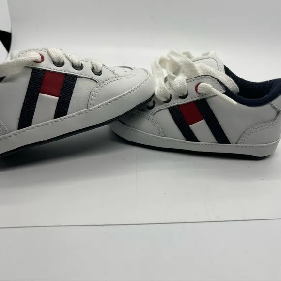 Vintage 90s Tommy Hilfiger TH Baby Crib Shoes Size 4 White 9m‌‌