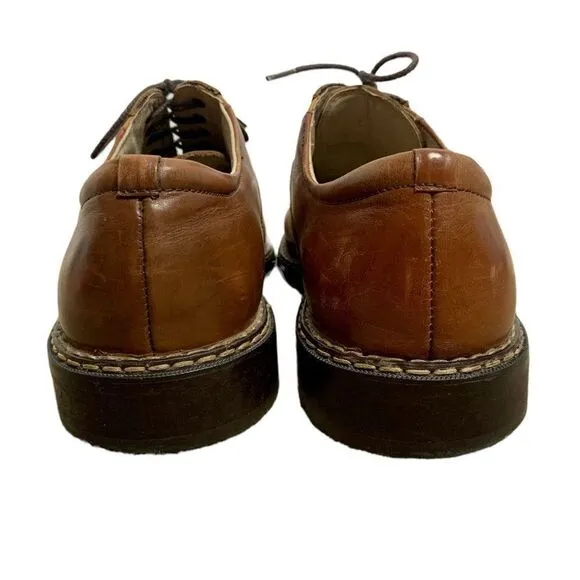 Vintage 90s Stacy Adams Leather Two Tone Shoes 11M Brown Lace Up Square Toe