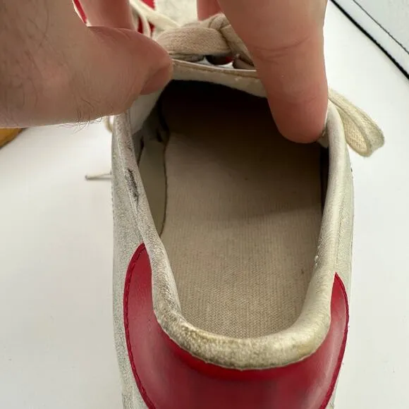 Vintage Adidas Vienna Sneakers Shoes Mens Size 8 White Red Gum Leather RARE