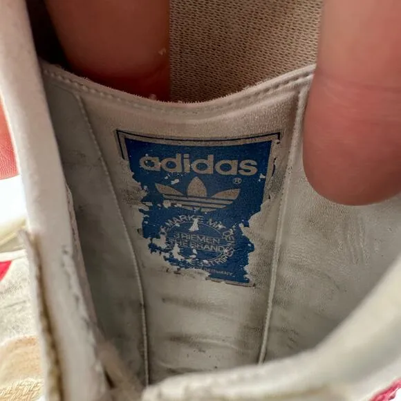 Vintage Adidas Vienna Sneakers Shoes Mens Size 8 White Red Gum Leather RARE