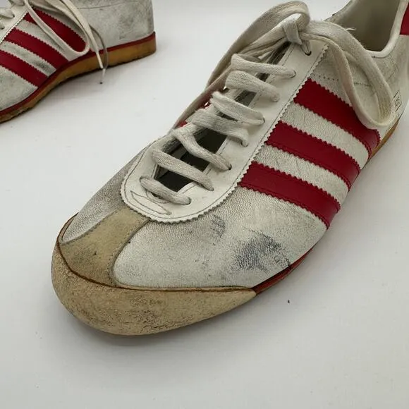 Vintage Adidas Vienna Sneakers Shoes Mens Size 8 White Red Gum Leather RARE