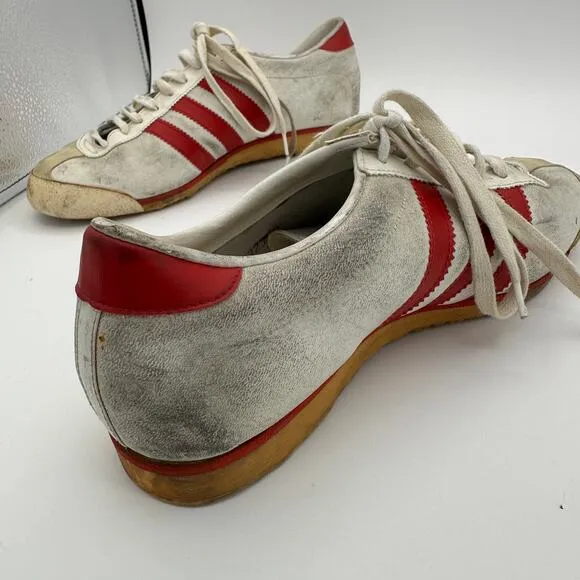 Vintage Adidas Vienna Sneakers Shoes Mens Size 8 White Red Gum Leather RARE