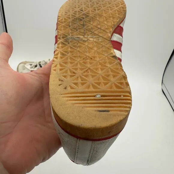 Vintage Adidas Vienna Sneakers Shoes Mens Size 8 White Red Gum Leather RARE