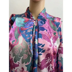 Vintage Ariel Petites Pink Florsl Floral Mumu‎ Robe Half zip Medium Made USA