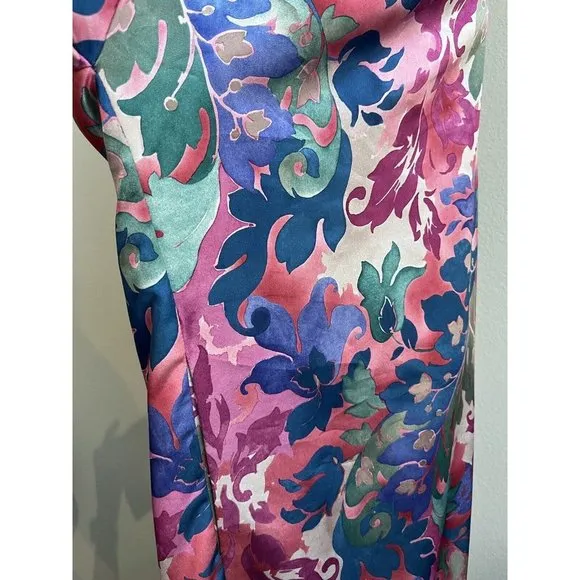 Vintage Ariel Petites Pink Florsl Floral Mumu‎ Robe Half zip Medium Made USA