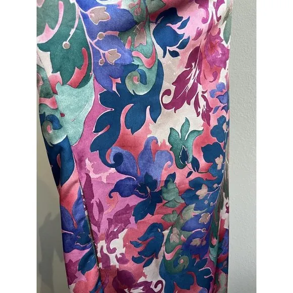 Vintage Ariel Petites Pink Florsl Floral Mumu‎ Robe Half zip Medium Made USA