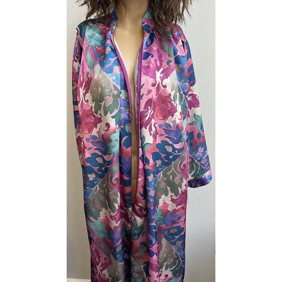 Vintage Ariel Petites Pink Florsl Floral Mumu‎ Robe Half zip Medium Made USA