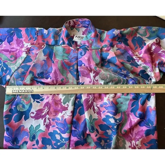 Vintage Ariel Petites Pink Florsl Floral Mumu‎ Robe Half zip Medium Made USA