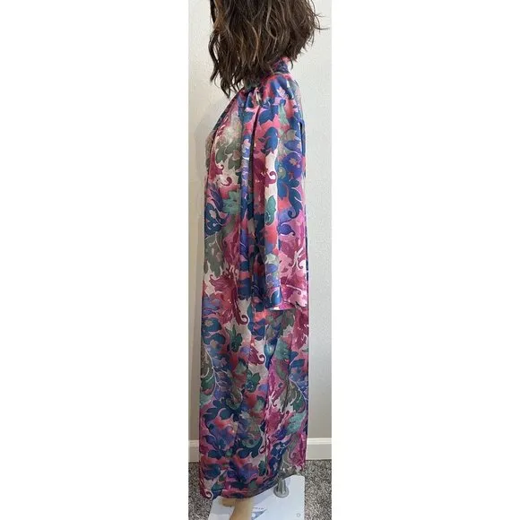 Vintage Ariel Petites Pink Florsl Floral Mumu‎ Robe Half zip Medium Made USA