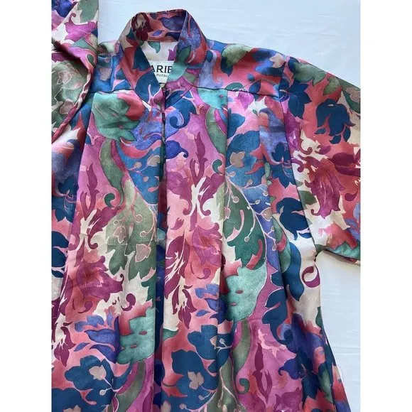 Vintage Ariel Petites Pink Florsl Floral Mumu‎ Robe Half zip Medium Made USA