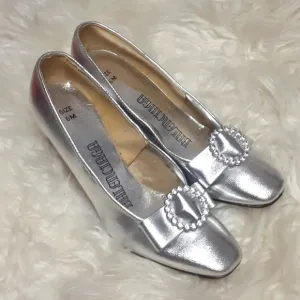 Vintage Balenciaga Silver Kitten Heels Size 6