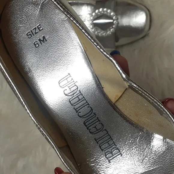 Vintage Balenciaga Silver Kitten Heels Size 6