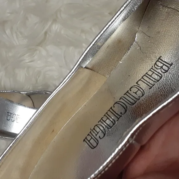 Vintage Balenciaga Silver Kitten Heels Size 6
