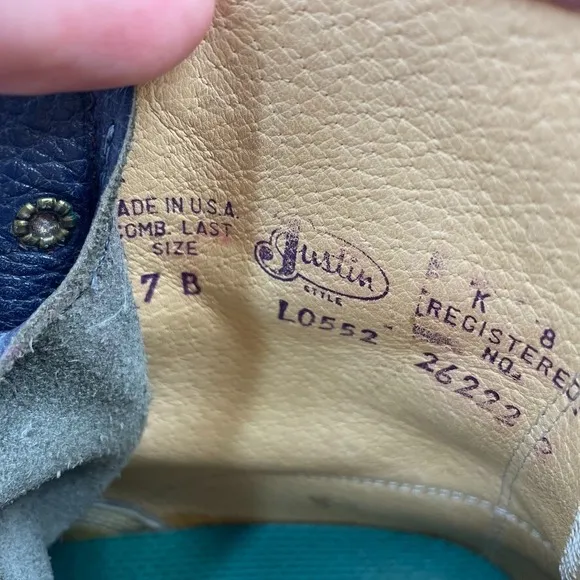 Vintage blue Womens Justin Ropers Cowgirl western boots shoes Travel, Rodeo 7 B