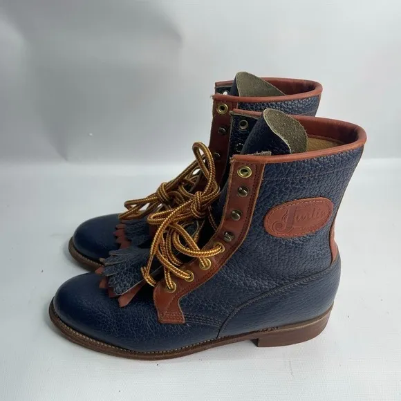 Vintage blue Womens Justin Ropers Cowgirl western boots shoes Travel, Rodeo 7 B