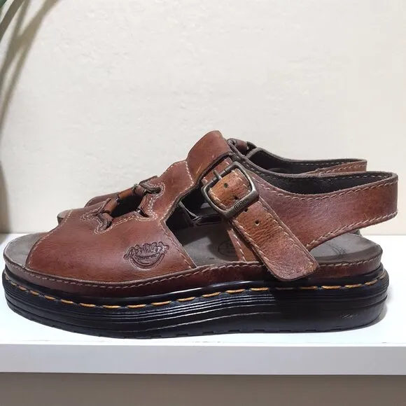 Vintage Brown Sun Star Leather Dr Marten Sandals Wms 8US   41EU  7UK