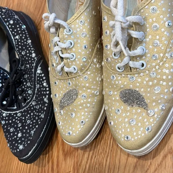 Vintage Cache bundle of 2 hand painted embellished sneakers women’s size 7