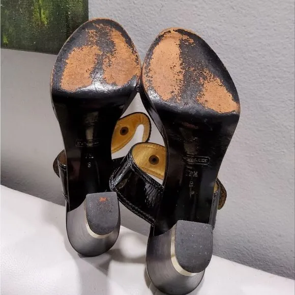 Vintage Coach Giada Patent Leather Sandals Size 7,5