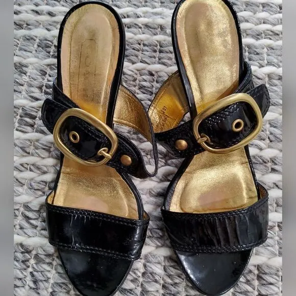 Vintage Coach Giada Patent Leather Sandals Size 7,5